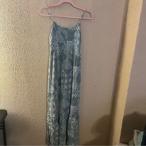 Women's Maxi Baby Doll Tiered Skirt Dress Size M Green Floral Adjustable Straps